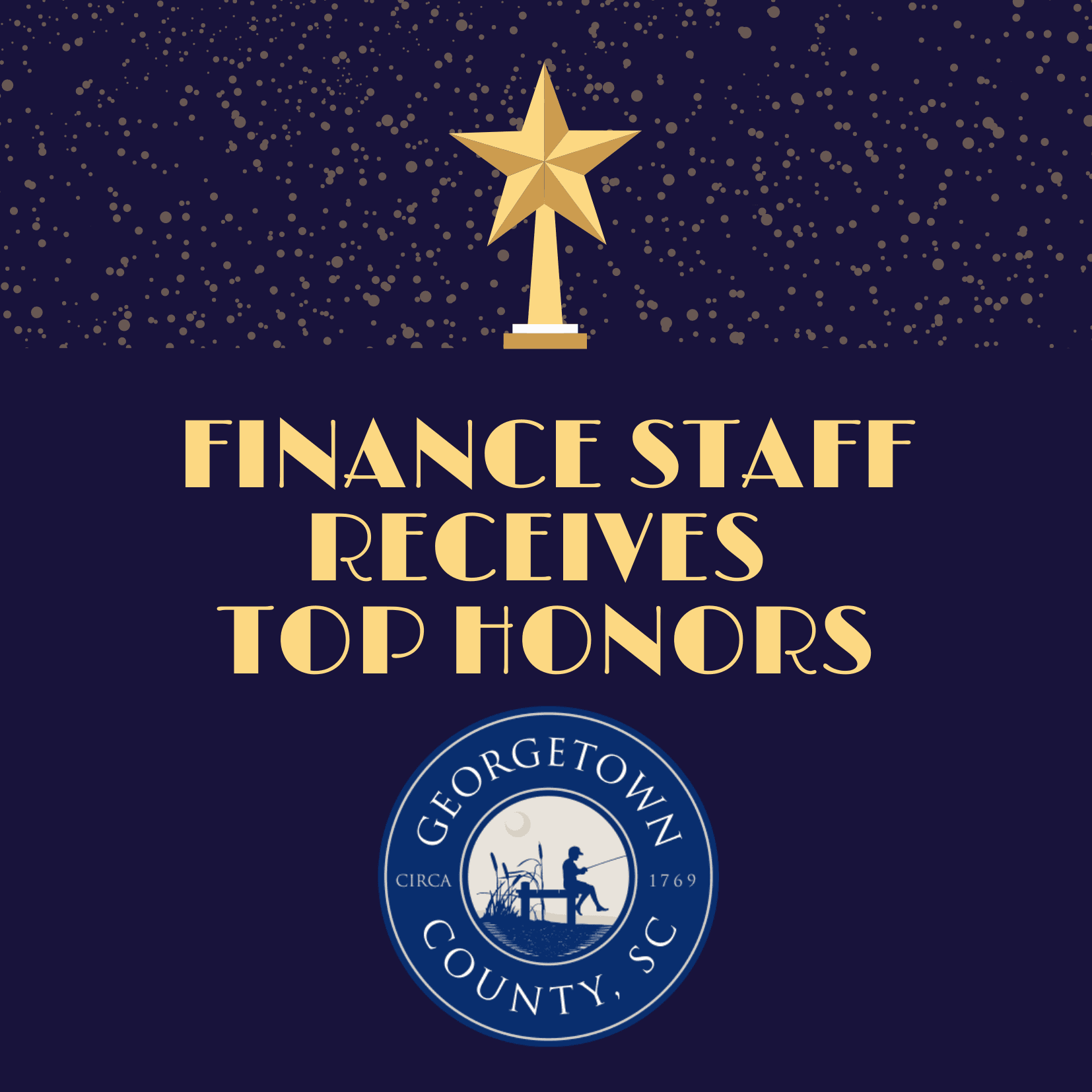 Gold Star Trophy on dark blue background