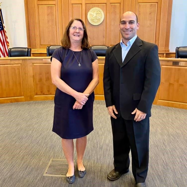 Miriam Mace and Ken Baker pictured inside County Council Chambers