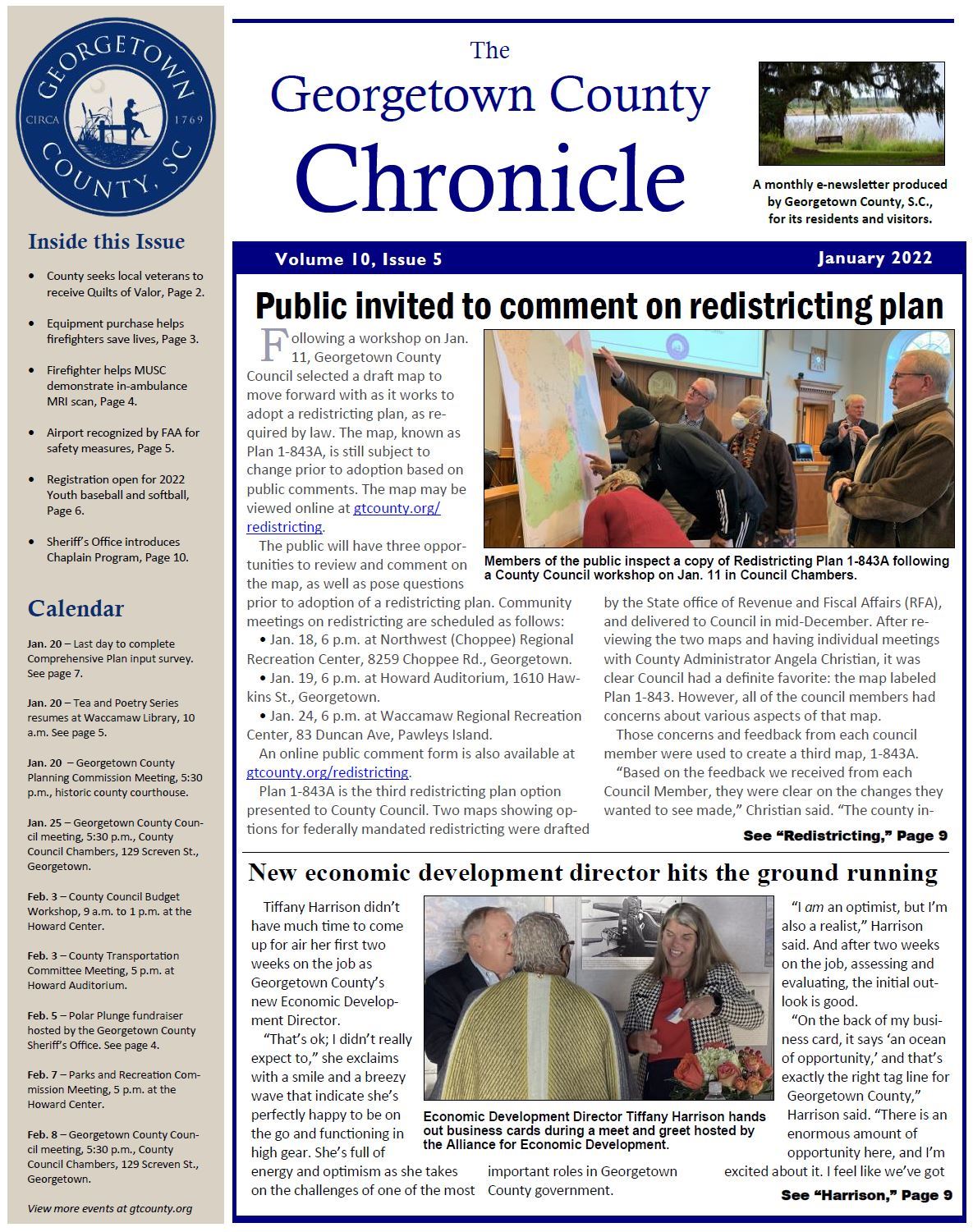 Image of the front of the Jan. 2022 county newsletter