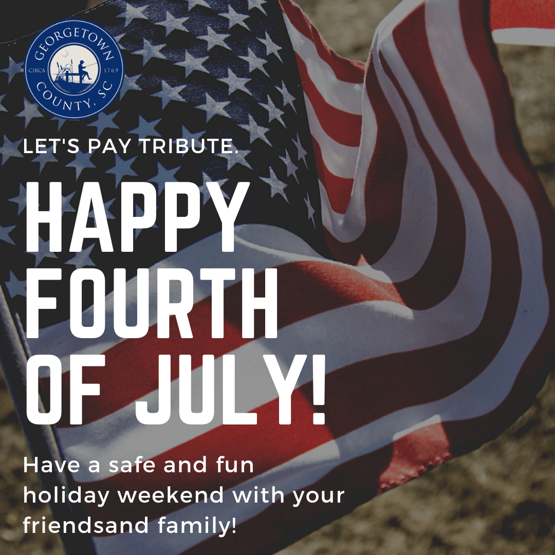 Image of an American flag with county logo and the words 