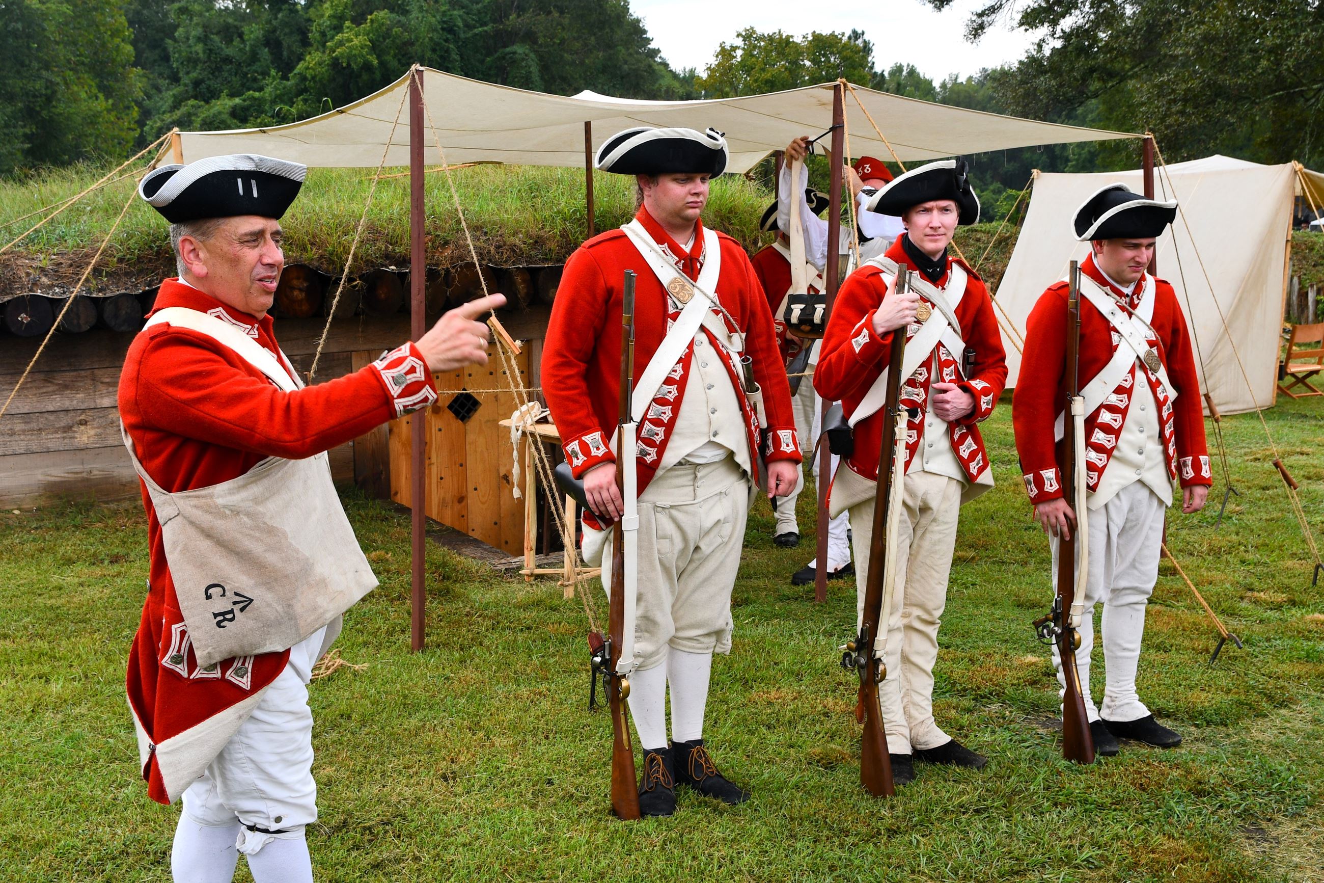 Revolutionary War re-enactors in costume